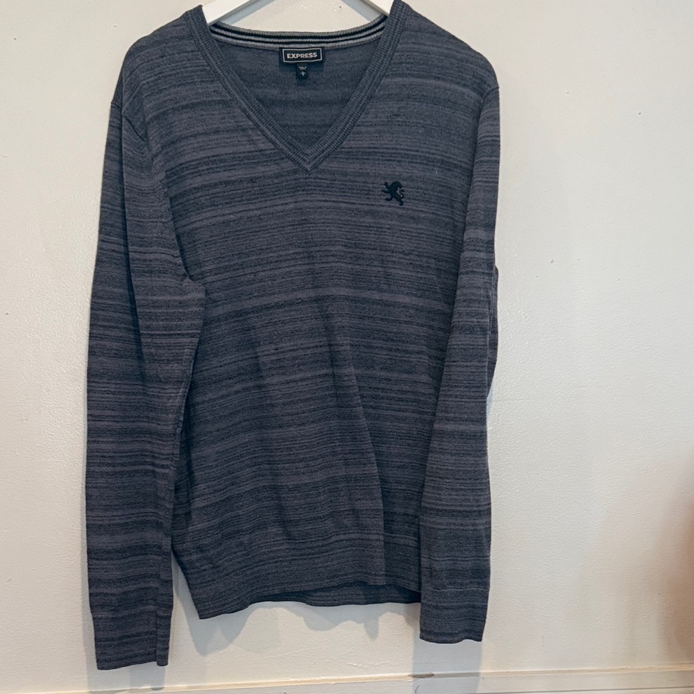 Express Men's Charcoal V-Neck Sweater